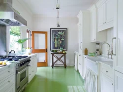 Kitchen interior green floor