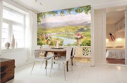 Photo wallpaper for the kitchen on the entire wall photo