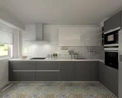 Kitchen beige top gray bottom photo