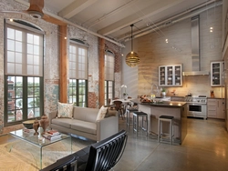 Curtains for kitchen loft design