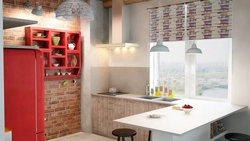 Mətbəx loft dizaynı üçün pərdələr