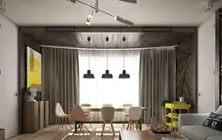 Mətbəx loft dizaynı üçün pərdələr