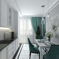 Design Of A Rectangular Kitchen 12 Sq M With A Balcony