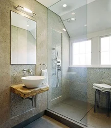 Bathroom design with window and shower photo