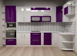 Corner kitchen purple and white photo