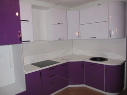 Corner kitchen purple and white photo