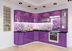 Corner kitchen purple and white photo