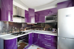 Corner kitchen purple and white photo