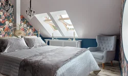 Wallpaper interior bedroom attic