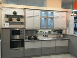 Latte-colored kitchen in the interior