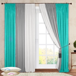 Curtains For The Bedroom In A Modern Style, Two-Tone For The Windows Photo