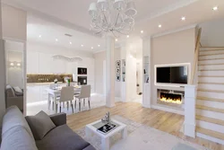 Kitchen Design 30 Sq M With Fireplace