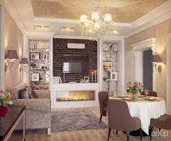 Дизайн кухни 30 кв м с камином
