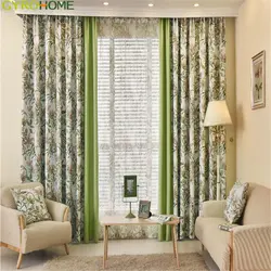 Curtains for the living room green photo in the interior