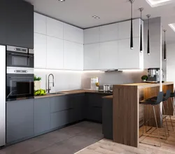Corner kitchen design in studio