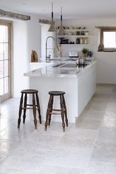 Gray tiles in the kitchen on the floor photo in the interior