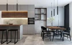 Kulrang oshxona loft fotosurati