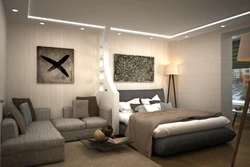 Modern bedroom design photo with sofa