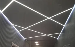 Suspended ceiling with light lines photo in the hallway