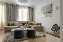 How to combine gray wallpaper in the living room interior photo
