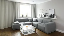 How to combine gray wallpaper in the living room interior photo