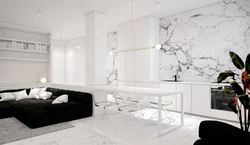 White marble on the floor in the living room interior