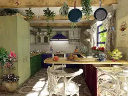 Шпалеры для кухні ў вясковай хаце фота