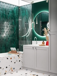 Bathroom in emerald color design