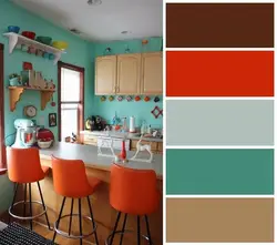 Color combination with turquoise in the kitchen interior