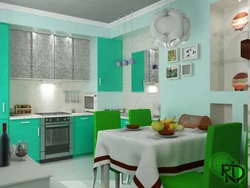 Color combination with turquoise in the kitchen interior