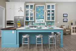 Color combination with turquoise in the kitchen interior