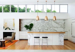 Marble Wallpaper In The Kitchen Photo