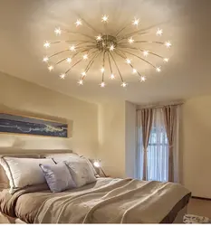 Photo of suspended ceilings in the bedroom with spotlights