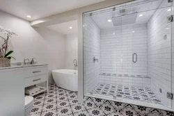 White bathrooms with showers photo