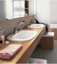 Tezgah üstü lavabo ilə vanna dizaynı