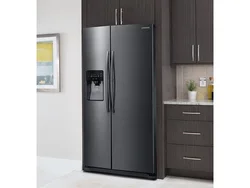 Double door refrigerator in the kitchen interior