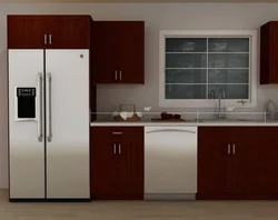 Double door refrigerator in the kitchen interior