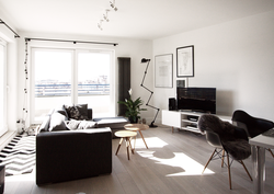 White walls in the living room interior