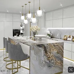 Стиль интерьер мрамор кухня