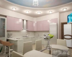 Beige lilac kitchen interior