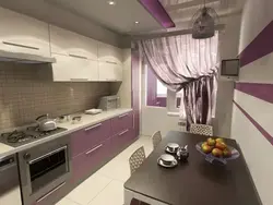 Beige lilac kitchen interior