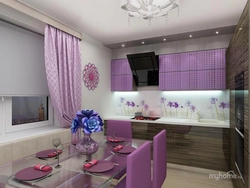 Beige lilac kitchen interior