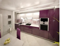 Beige lilac kitchen interior