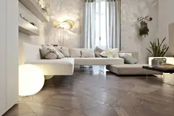 Bedroom interior with tiles on the floor