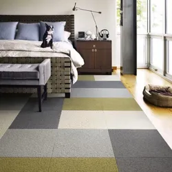 Bedroom interior with tiles on the floor