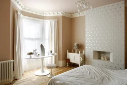 Bedroom Interior With Pastel Wallpaper