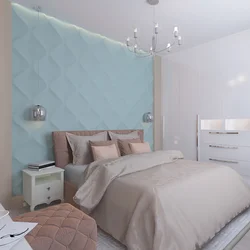 Bedroom interior with pastel wallpaper