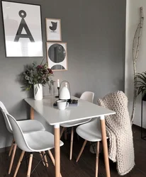White kitchen table in the kitchen interior