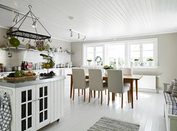 White lining in the kitchen interior