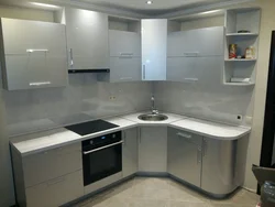 Gray corner kitchen design
